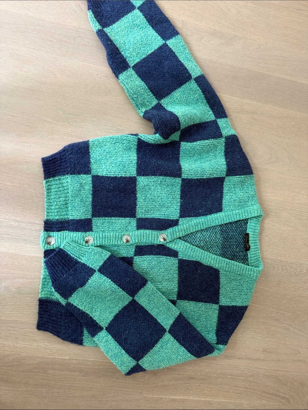 STINE GOYA Teal & Navy V-Neck Knit Cardigan